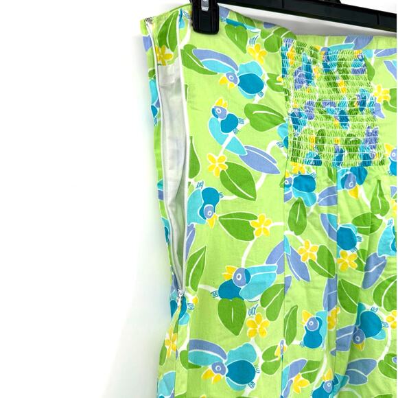 Lilly Pulitzer Sz 8 Strapless Dress Toucan Print 100% Cotton White Label Vintage - Picture 3 of 5